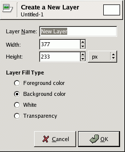 The New Layer dialog