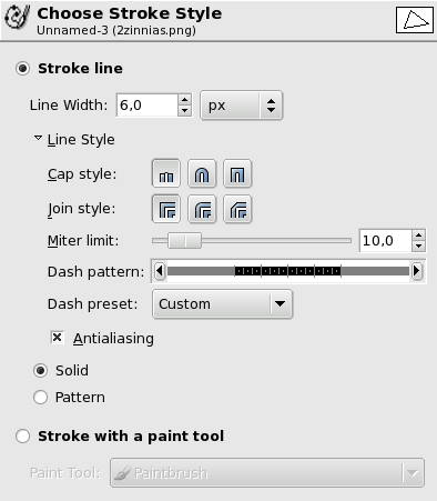 The Choose Stroke Style dialog window