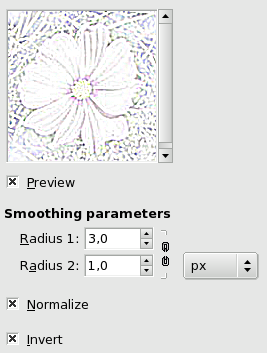 Gaussian Difference filter options