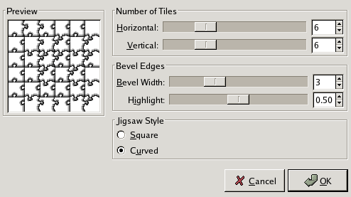 Jigsaw filter options