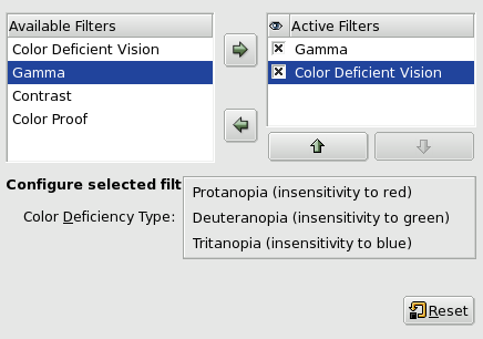 Description of the Color Deficient Vision dialog