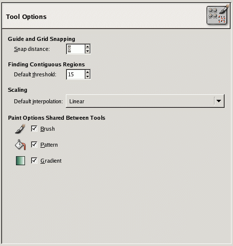 Tool Options Preferences