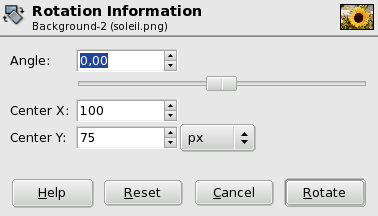 The Rotation Information dialog window